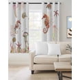 thumbnail image 2 of Nautical Coastal Blackout Curtains for Bedroom/Living Room, Thermal Insulated Kitchen Curtains, Seahorse Jellyfish Summer Beach Ocean Grommet Darkening Window Treatment Drapes 52"x72"x2, 2 of 8