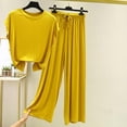 thumbnail image 4 of SDNall Womens Summer Slim Oversized Casual Loose Round Neck Versatile Slimming Pajama Set, 4 of 9