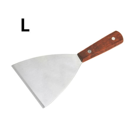 

TureClos Flexible Turner Stainless Steel Spatula Wooden Handle Utensil Griddle for BBQ Grill Beef Steak Pizza Large