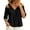 Black, variant on Edvintorg Women's Plus Size Tops Cold Shoulder 3/4 Sleeve V Neck Lightweight Loose Casual Pullover Shirt Fashion Clothing Black XL
