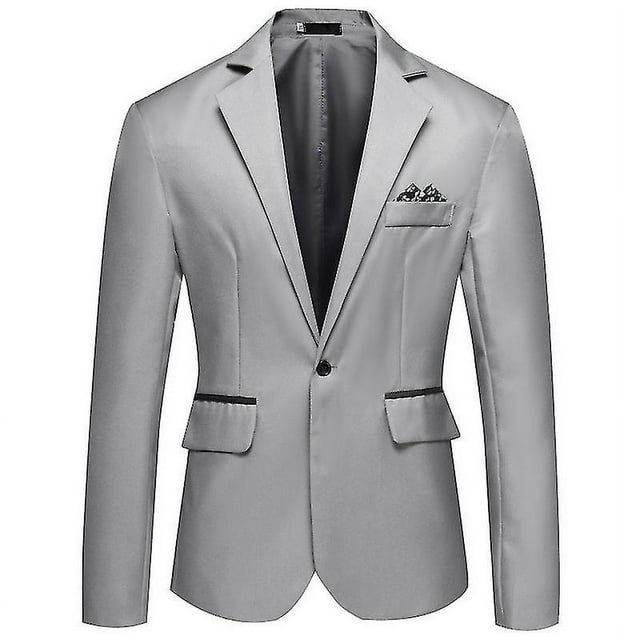 Mens Casual Slim Suit Jacket, One Button Notched Lapel Business Blazer Jacket