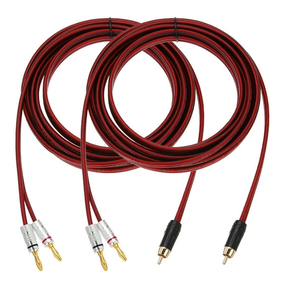 Uxcell 2 Pcs Gold Plated RCA Audio Cable, 1 RCA to 2 4mm Banana Plug Speaker Cable, Splitter Audio Cable for Speaker Amplifiers Subwoofer, 16.4ft