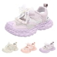 thumbnail image 2 of GiLiling Girls Closed-Toe Sandals, Breathable Mesh Synthetic Upper Pearl Bow Detail Adjustable Ankle Strap Non-Slip Thick Sole, Summer Casual Footwear (Purple, 5-5.5 Years), 2 of 8
