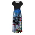 thumbnail image 4 of Fshaion Robe d'Été pour Femmes 2024 Grande Taille Manches Courtes Imprimé de Noël Style Vacances Grande Jupe Longue Manches Courtes Col Rond Robe Liquidation Moins de 10!, 4 of 4