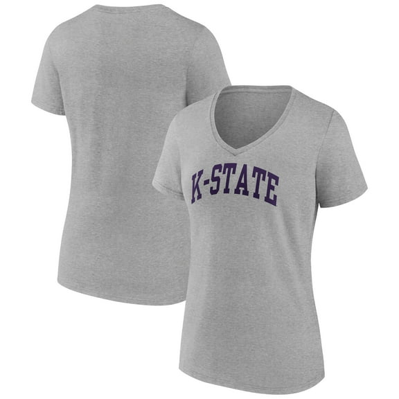 Women's Gray Kansas State Wildcats Basic Arch V-Neck T-Shirt