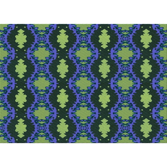Ahgly Company Indoor Rectangle Patterned Deep-Sea Blue Area Rugs, 7' x 10'