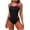 #0348-Red, variant on Ailaofu Women's One Piece Swimsuit Tummy Control Crew Neck Bathing Suits