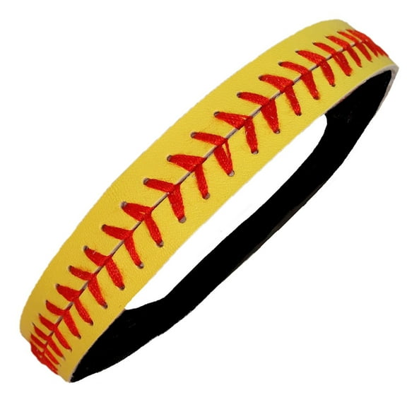 Kenz Laurenz Softball Headband Non Slip Leather Sports Head Bands Yellow Red