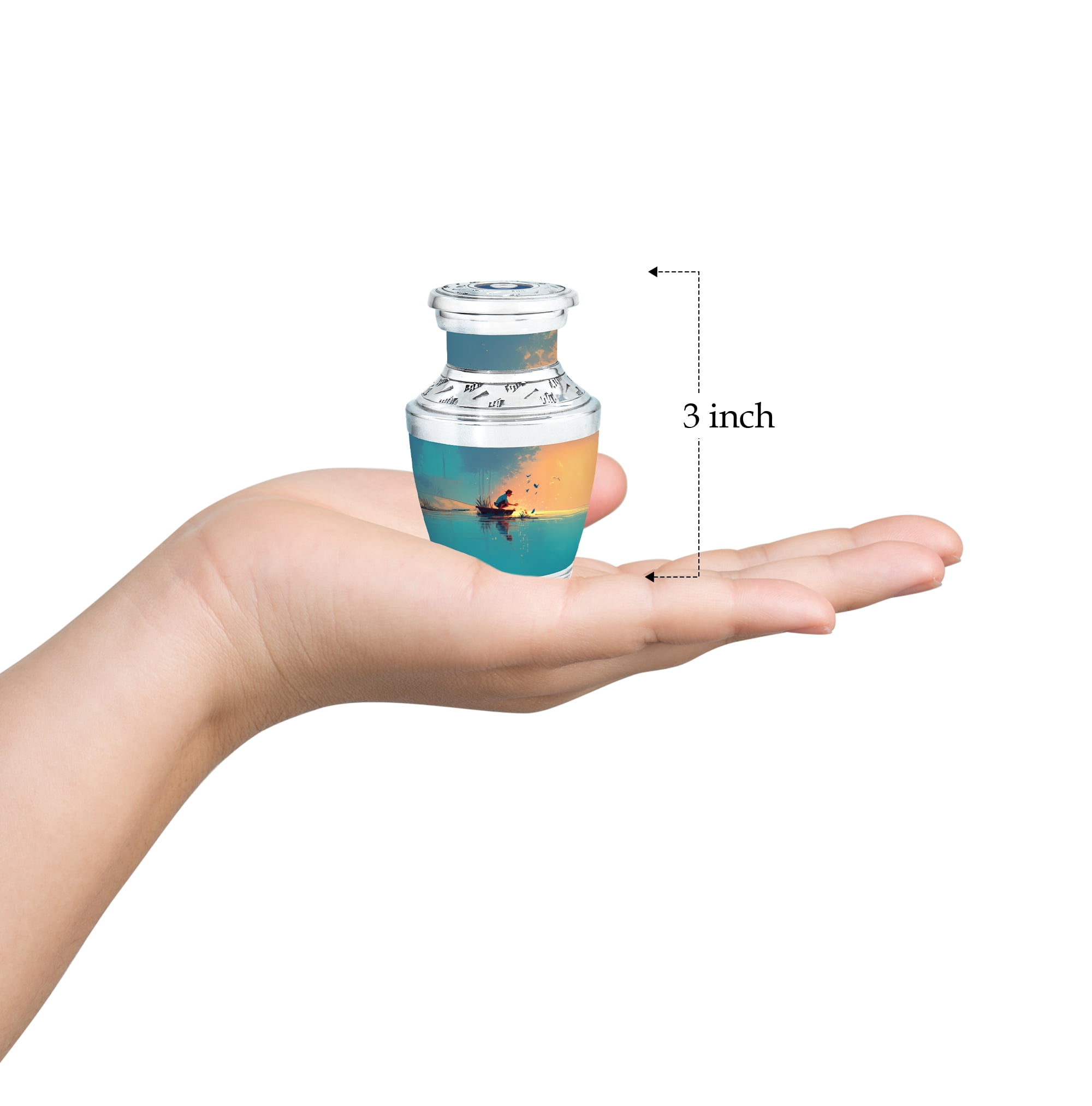 MUKTIVE Fishing Cremation Urns for Human Ashes - Memorial Urns Keepsake - Blue Burial Urn for Human Ashes for Male Small - Funeral Remain Holders for Mom & Dad - Memorial Gifts for Loss (3 Inch)