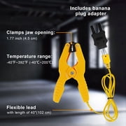 HVAC Temperature Clamp with Banana Plug Adapter, K-Type Thermocouple Clamp Pipe Temperature Clamp for Multimeter, Temperature Probes Measures -40~392℉(-40~200℃)