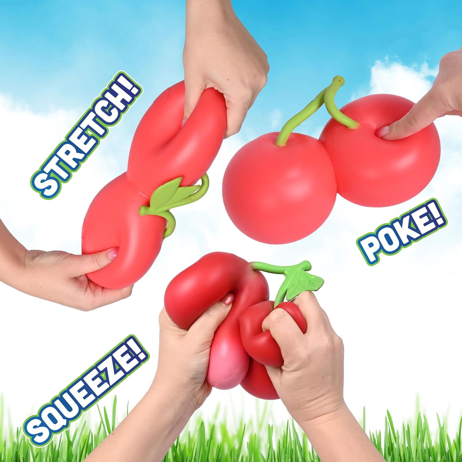 Decorative Cherry Squishy Accessory - 5.5" Realistic Fruit Tension Relief Squeeze Ball for Home Wellness