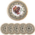 thumbnail image 1 of Round Burlap Woven Placemats Set of 6 15-Inch Jute Table Mats with Fringe Pompom Reusable Boho Farmhouse Rustic Place Mats for Parties Weddings Holida, 1 of 4