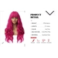 thumbnail image 2 of RightOn Hot Pink Wig Long Curly Wig with Bangs Women Rose Red Wigs Cosplay Party Costume Synthetic Wigs with Wig Cap, 2 of 8