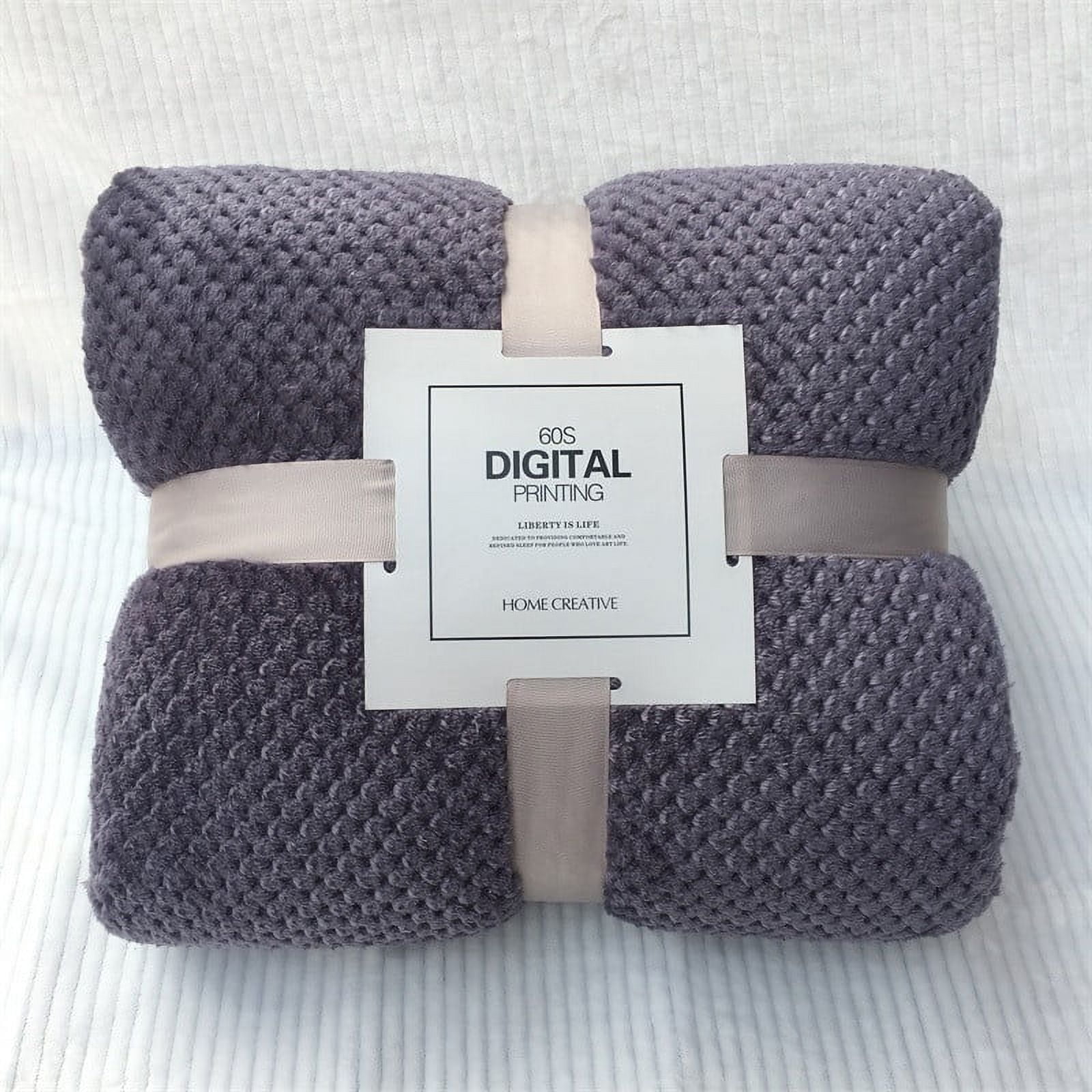 Floleo Purple Fleece Plaid Bed Blanket