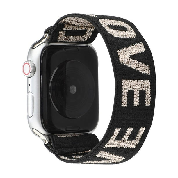 Gmyle Apple Watch Band Strap Elastic Cotton Replacement Women Men Wristband Sports Compatible For Iwatch Apple Watch 6 5 4 3 2 1 Se Series Love Black White 44mm Walmart Com Walmart Com