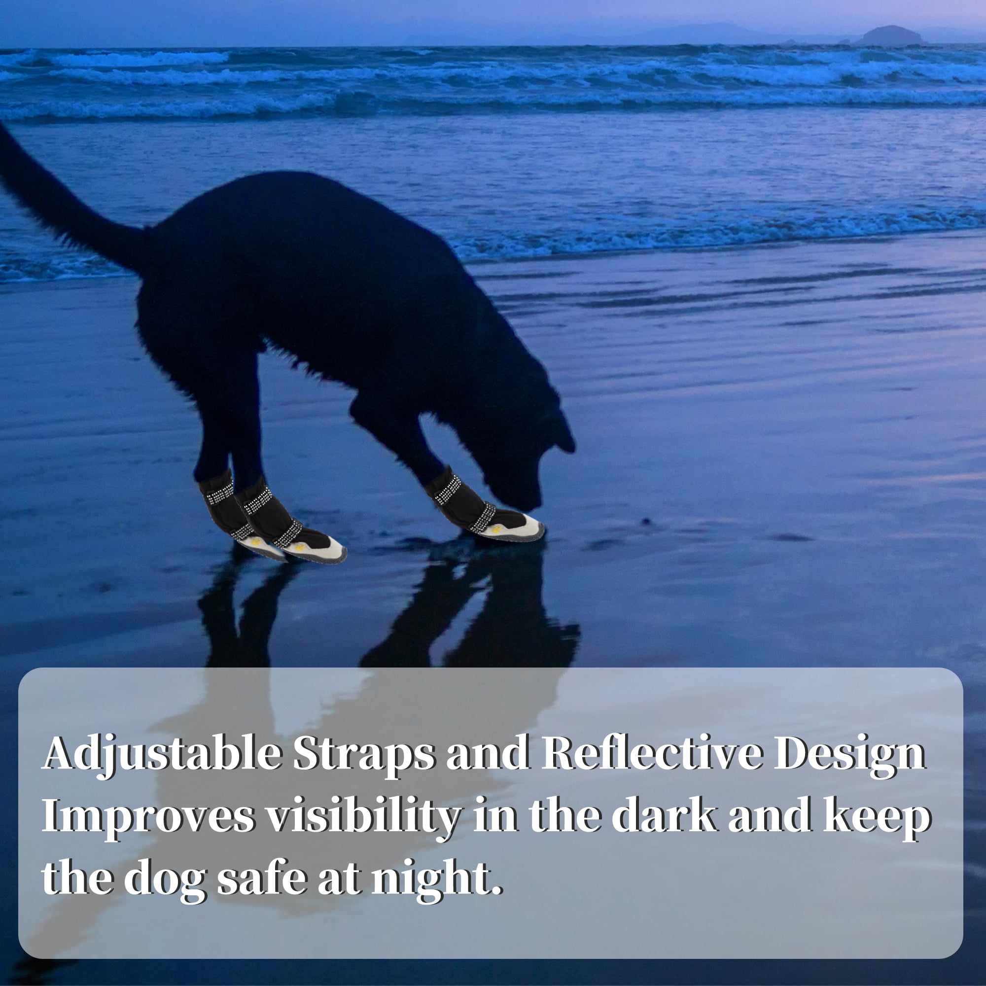Unique Bargains 4pcs Reflective Waterproof Dog Shoes for Dogs Large