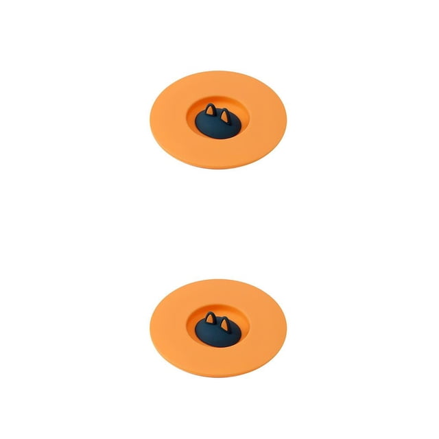 Tapa de taza de dibujos animados Naiovety con Soporte para cuchara a prueba de fugas 220 Naranja 2piezas