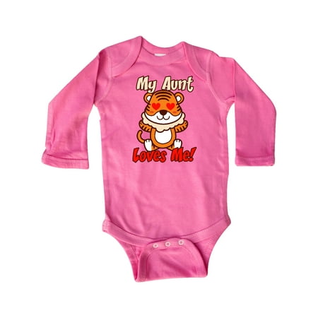 

Inktastic My Aunt Loves Me Tiger Gift Baby Boy or Baby Girl Long Sleeve Bodysuit