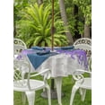 thumbnail image 3 of Outdoor Tablecloth with Umbrella Hole for Patio/Picnic/Party/Camping, Purple Grey Abstract Waterproof Table Cloth Round Cover Washable, Gradient Geometric Graffiti Modern Art (Dia 60"), 3 of 8