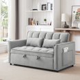 thumbnail image 4 of 3-in-1 Sofa Bed, Futon Loveseat Sleeper Sofa with Pull Out Bed,Adjustable Back,Pockets and Pillows, 2 Seater Convertible Small Couch for Living Room Bedroom Apartment (Light Grey, Velvet), 4 of 8