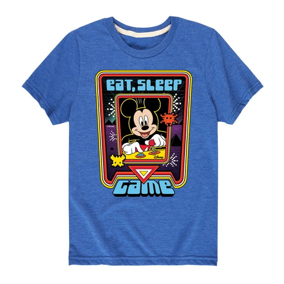 Mickey & Friends - Eat, Sleep, Game - Toddler And Youth Short Sleeve Graphic T-Shirt