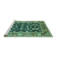 thumbnail image 2 of Ahgly Company Machine Washable Indoor Round Oriental Turquoise Blue Industrial Area Rugs, 5' Round, 2 of 4