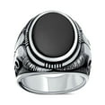 thumbnail image 2 of Bling Jewelry Mens Mens Silver Ring Signet Black Onyx Gemstone Longhorn Skull .925 Sterling Silver, 2 of 5