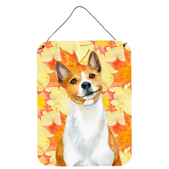 Carolines Treasures BB9953DS1216 Basenji Fall Wall or Door Hanging Prints Yellow 12WX16H multicolor