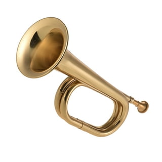 Gold Bugle Cavalry Trumpet Brass Instrument for School Band Cavalry  Beginner Military Orchestra W/Carrying Bag