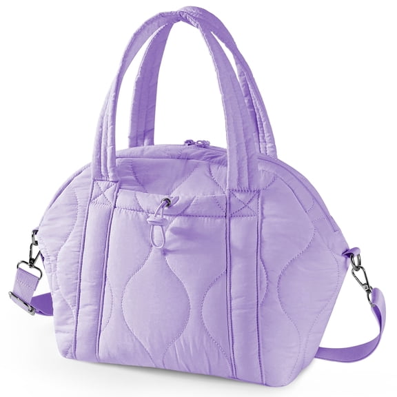 Insulated Lunch Box for Women, 12L Puffy Reusable Lunch Bag for Work, Office & Picnic, Leak-Proof Tote with Shoulder Strap,Purple