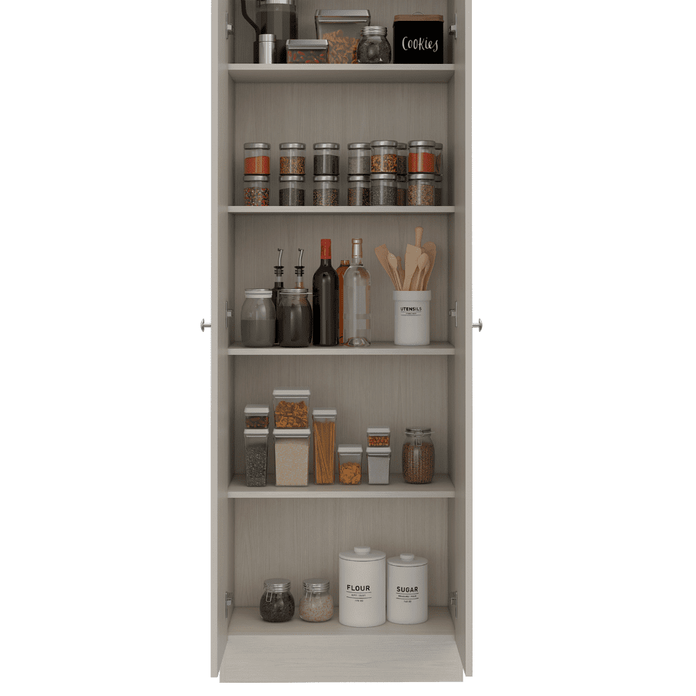 Multistorage Pantry Cabinet, Five Shelves, Double Door Cabinet White