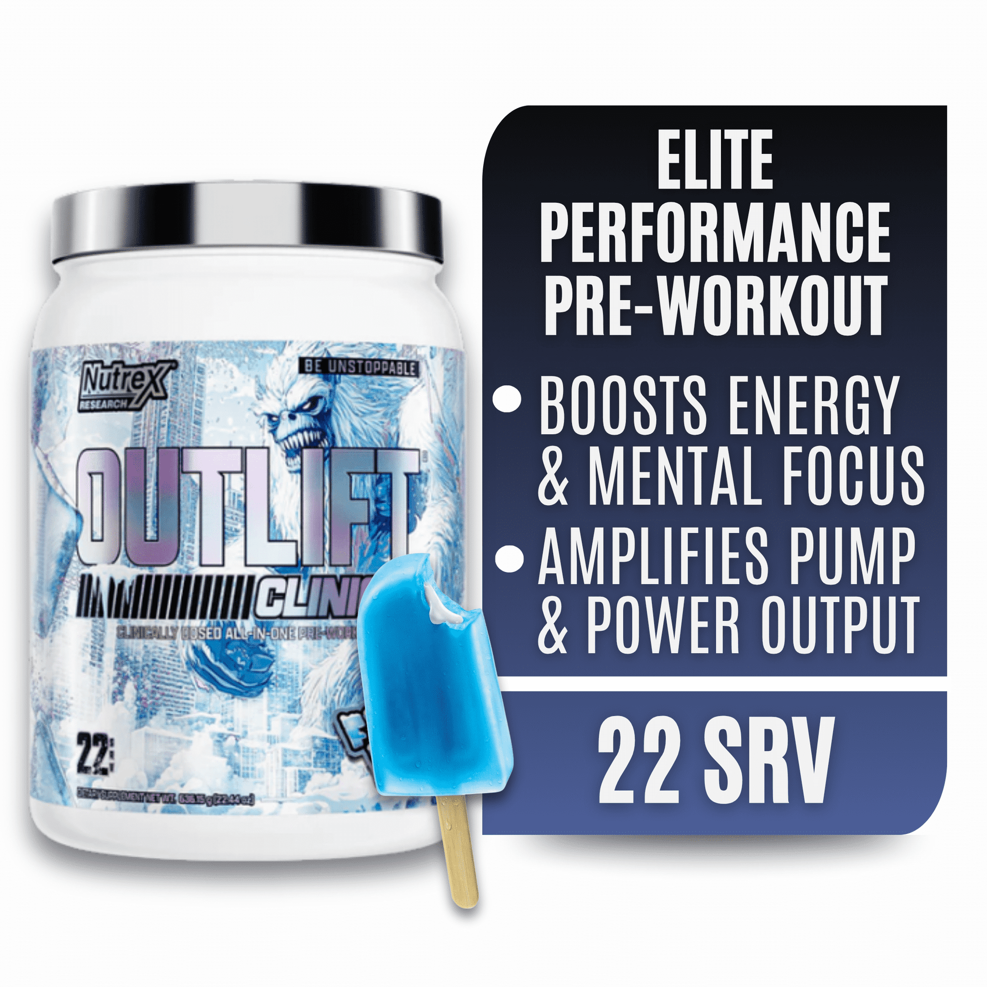 Nutrex Research Outlift Clinically Dosed Pre Workout Powder with Creatine, 8G Citrulline, BCAA - Energy, Performance, Pump Preworkout Supplement for Men & Women (22 Servings, Frost Bite)