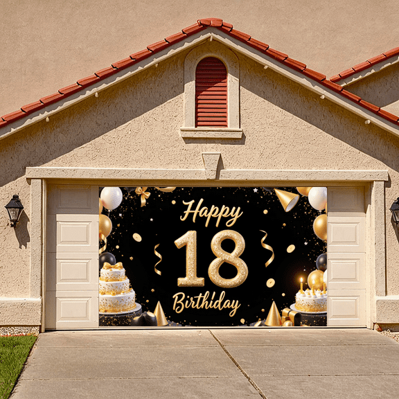 Gold Glitter Birthday Banner Happy 18th Milestone Birthday Celebration Party Decor for Birthday Party Event Decoration Indoor Celebration