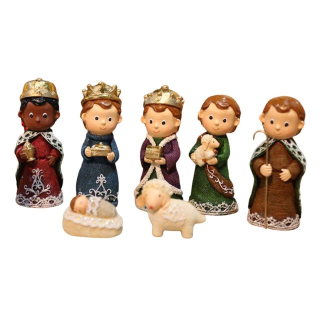 Conjunto de pesebre navideño, decoraciones religiosas, adorno clásico a mano, decorativo, tradicional, estatua navideña, artesanía de resina.