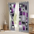 thumbnail image 3 of Homewish Modern Abstract Plaid Black Out Curtains,3D Checkered Curtains Pack of 2 (42x63 Each),Gray Purple Bedroom Curtains For Kids,Ultra Soft Home Decor, 3 of 6