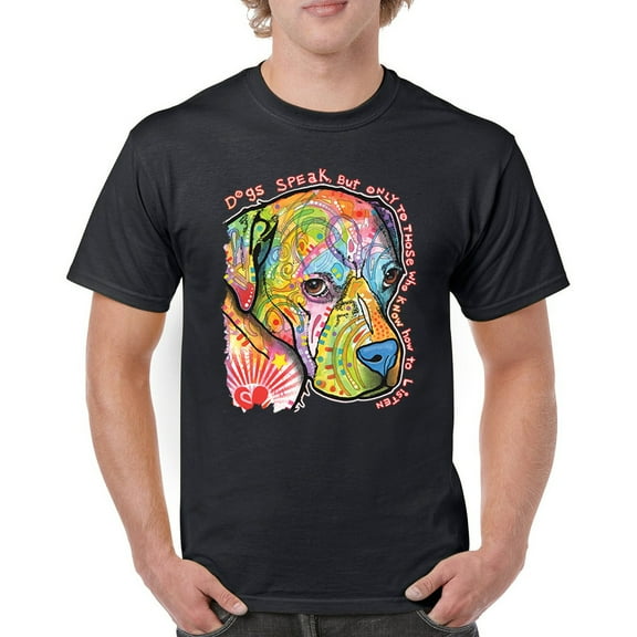 Tee Hunt Dogs Speak to Those Who Listen T-Shirt Dean Russo Neon Pet Men's Tee