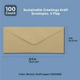 thumbnail image 2 of Sustainable Greetings Brown Kraft Paper Envelopes for Letters, Invitations & Business Mailings - 9.5 x 4 In V-Flap Glue Seal, 100 Pack, 2 of 5