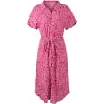 thumbnail image 2 of Robes Femmes Décontractées Manches Courtes Imprimé Floral Boutonné Col en V Été Boho Midi Robe, 2 of 6