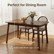 Noble House 47 Solid Wood Dining Table, Rectangular Mid-Century Kitchen Table with Rounded Corners, Walnut