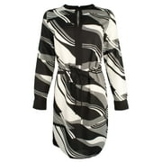 Women's Print Crepe Drawstring Dress M 12P