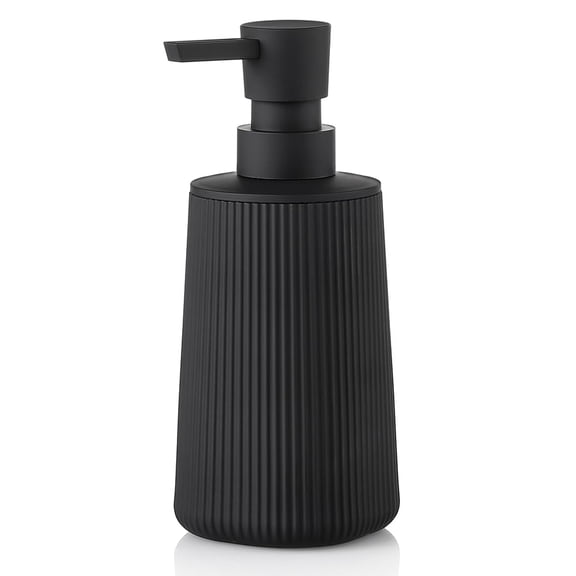 Modern Soap Dispenser for Bathroom Kitchen, Farmhouse Striped Plastic Pump Bottle, Hand Dish Soap Lotion Dispenser, Matte Black