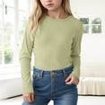 thumbnail image 2 of UAYOTSE Girls Cotton Long Sleeve T-Shirt Toddler Comfort Soft Thick Basic Crewneck Tee Tops(R30-Green,13-14 Years), 2 of 7