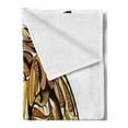 thumbnail image 2 of Tattoo Soft Flannel Fleece Throw Blanket, Head of Lion with Feather Art on His Mane Design Print, Cozy Plush for Indoor and Outdoor Use, 50" x 70", Yellow Brown and White, by Ambesonne, 2 of 5