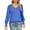 Blue, variant on Women's Loose Fit V-Neck Bell Sleeve Pleated T-Shirt, New Blousy Top with Ruffle Detail for Casual Comfort Wear Blackish Green S
