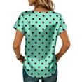 thumbnail image 6 of Women’s Short Sleeve Polka Dot Print Loose Fit Crew Neck Casual Blouse Lightweight Soft Fabric Top for Daily Wear Green L, 6 of 6