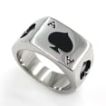 thumbnail image 4 of Mens Stainless Steel Ring, Poker Spade Ace, Black Silver #8, 4 of 8