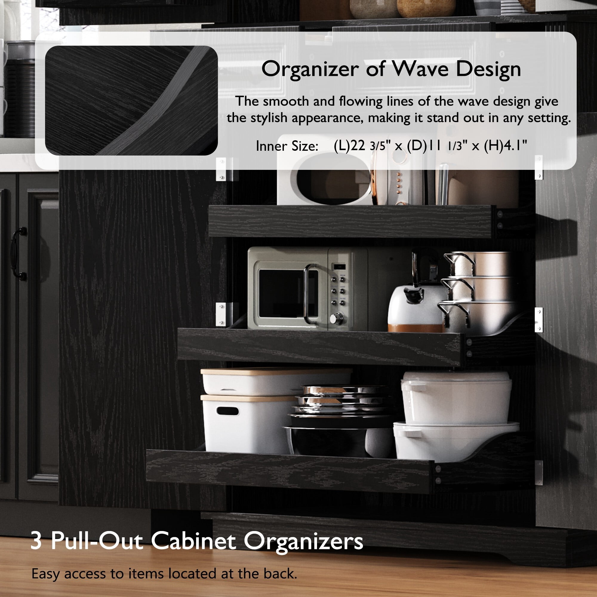 71" Tall Kitchen Pantry Cabinet with 3 Pull-Out Organizers, 6 Door Shelves, 2 Drawers, Farmhouse Embossed Texture, Freestanding Storage for Kitchen & Dining Room