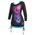 thumbnail image 3 of Rosegal Plus Size Butterfly Cinched Long Sleeve T-shirt Black 5X, 3 of 5