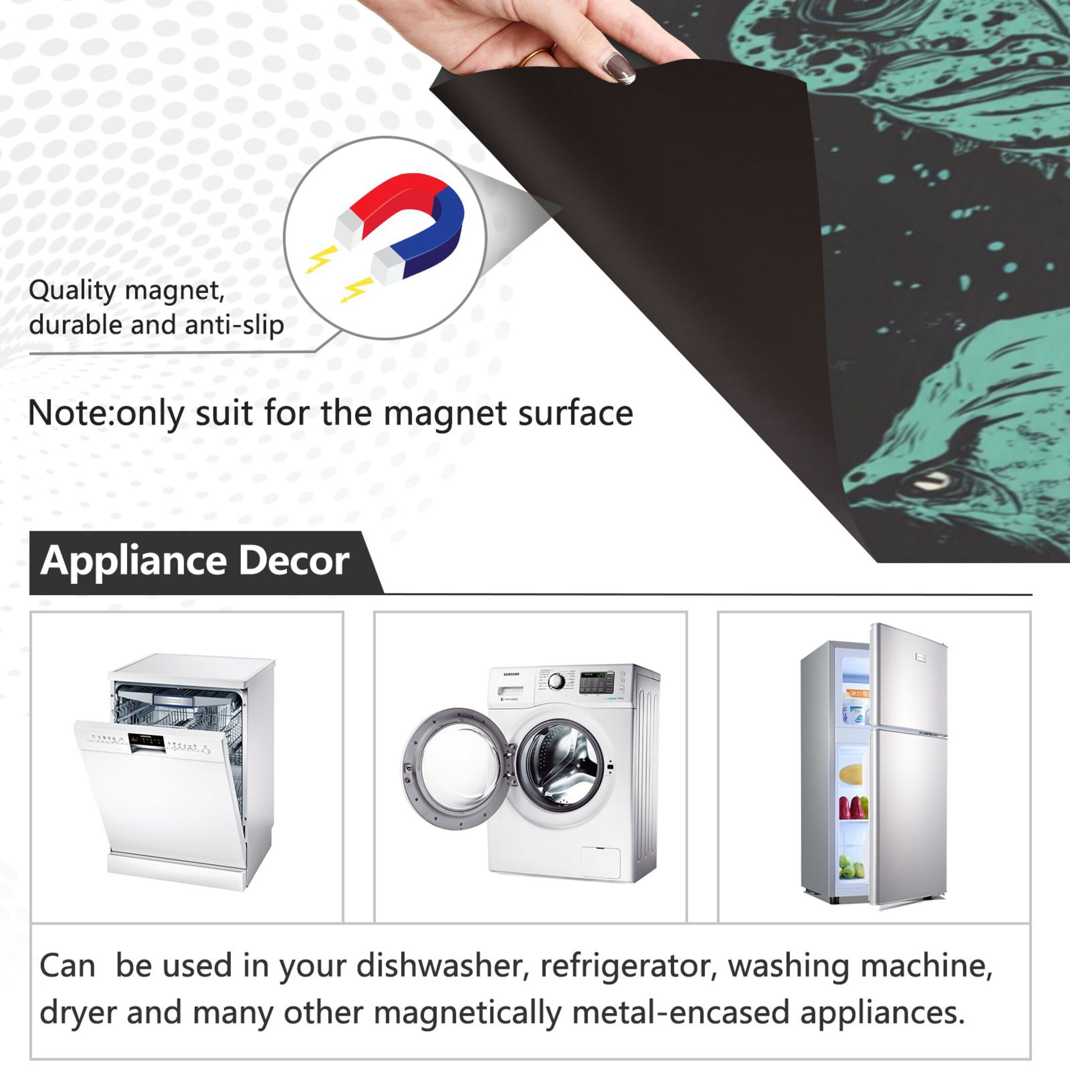 Dishwasher Magnetic Sticker 23x26 Inch Refrigerator Magnetic Sticker Washing Machine Magnetic Sticker Kitchen Panel Magnetic Sticker Home Decor Cool Big Mouth Dinosaur