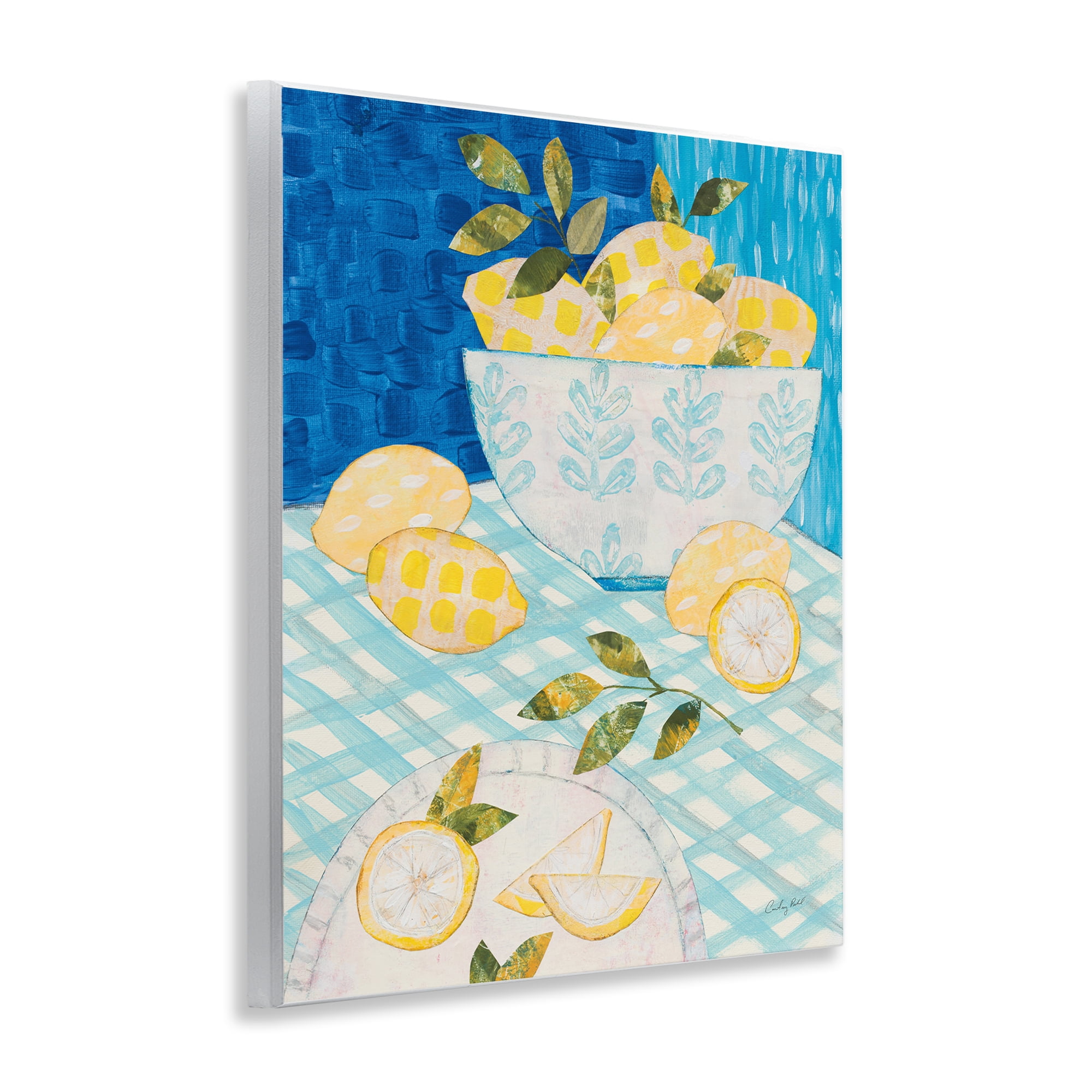 Stupell Industries Patterned Lemons Tablescape Food & Beverage Painting Unframed Art Print Wall Art, 11 x 14